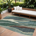 10 X 14 Sage Brown And Beige Abstract Washable Indoor Outdoor Area Rug
