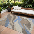 10 X 14 Taupe Tan And Blue Abstract Washable Indoor Outdoor Area Rug