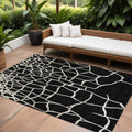 9 X 12 Black And Beige Abstract Washable Indoor Outdoor Area Rug