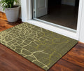 3 X 5 Olive Green And Dark Green Abstract Washable Indoor Outdoor Area Rug