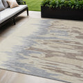 5 X 8 Beige Brown And Gray Abstract Washable Indoor Outdoor Area Rug