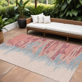 10 X 14 Coral Pink And Gray Abstract Washable Indoor Outdoor Area Rug