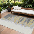 10 X 14 Gray Charcoal And Tan Abstract Washable Indoor Outdoor Area Rug