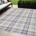 5 X 8 Lavender Purple And Gray Plaid Washable Indoor Outdoor Area Rug