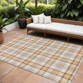 10 X 14 Peach And Beige Plaid Washable Indoor Outdoor Area Rug