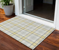 3 X 5 Yellow And Gray Plaid Washable Indoor Outdoor Area Rug