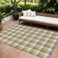 8 X 10 Gray Tan And Beige Plaid Washable Indoor Outdoor Area Rug