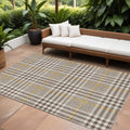 8 X 10 Brown And Beige Plaid Washable Indoor Outdoor Area Rug