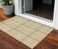 3 X 5 Gold Gray And Beige Plaid Washable Indoor Outdoor Area Rug