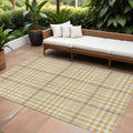 10 X 14 Gold Gray And Beige Plaid Washable Indoor Outdoor Area Rug
