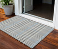 3 X 5 Gray Blue And Beige Plaid Washable Indoor Outdoor Area Rug