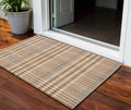 3 X 5 Brown Beige And Beige Plaid Washable Indoor Outdoor Area Rug