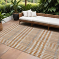 9 X 12 Brown Beige And Beige Plaid Washable Indoor Outdoor Area Rug