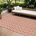 8 X 10 Coral And Beige Ogee Washable Indoor Outdoor Area Rug