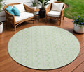 8 Mint Green And Beige Round Ogee Washable Indoor Outdoor Area Rug
