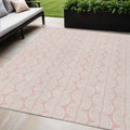5 X 8 Pink And Gray Ogee Washable Indoor Outdoor Area Rug