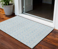 3 X 5 Sky Blue And Beige Ogee Washable Indoor Outdoor Area Rug
