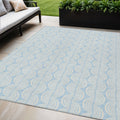 5 X 8 Sky Blue And Beige Ogee Washable Indoor Outdoor Area Rug