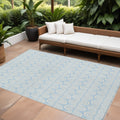 8 X 10 Sky Blue And Beige Ogee Washable Indoor Outdoor Area Rug