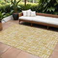 9 X 12 Gold Brown And Beige Abstract Washable Indoor Outdoor Area Rug
