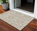 3 X 5 Tan And Beige Abstract Washable Indoor Outdoor Area Rug