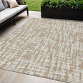 5 X 8 Tan And Beige Abstract Washable Indoor Outdoor Area Rug