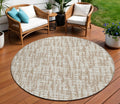 8 Tan And Beige Round Abstract Washable Indoor Outdoor Area Rug