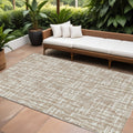 9 X 12 Tan And Beige Abstract Washable Indoor Outdoor Area Rug