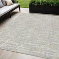 5 X 8 Beige And Gray Abstract Washable Indoor Outdoor Area Rug