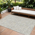 8 X 10 Beige And Gray Abstract Washable Indoor Outdoor Area Rug