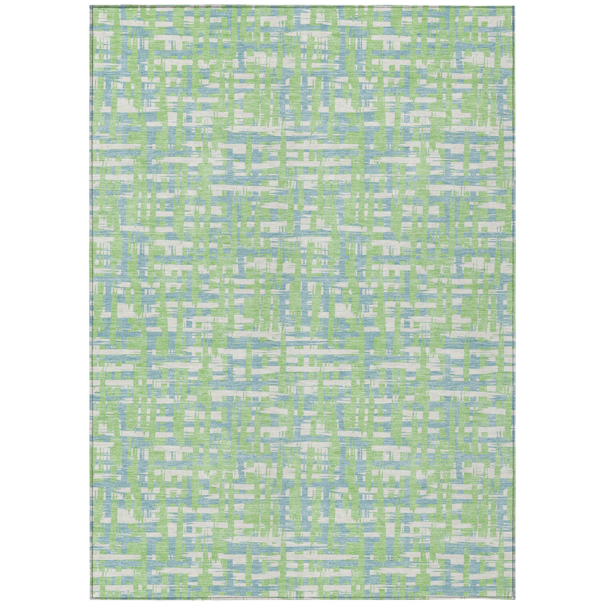 9 X 12 Mint Green Blue And Beige Abstract Washable Indoor Outdoor Area Rug