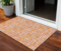 3 X 5 Orange Pink And Beige Abstract Washable Indoor Outdoor Area Rug