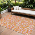 8 X 10 Orange Pink And Beige Abstract Washable Indoor Outdoor Area Rug