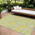 9 X 12 Yellow Denim Blue And Beige Abstract Washable Indoor Outdoor Area Rug