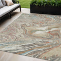 5 X 8 Beige Pink And Blue Abstract Washable Indoor Outdoor Area Rug
