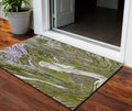 3 X 5 Olive Green Purple And Beige Abstract Washable Indoor Outdoor Area Rug
