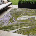 5 X 8 Olive Green Purple And Beige Abstract Washable Indoor Outdoor Area Rug