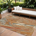 9 X 12 Brown Beige And Gray Abstract Washable Indoor Outdoor Area Rug