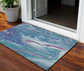 3 X 5 Teal Blue Purple And Pink Abstract Washable Indoor Outdoor Area Rug
