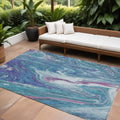 10 X 14 Teal Blue Purple And Pink Abstract Washable Indoor Outdoor Area Rug