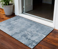3 X 5 Denim Blue And Silver Abstract Washable Indoor Outdoor Area Rug