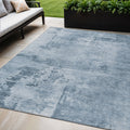 5 X 8 Denim Blue And Silver Abstract Washable Indoor Outdoor Area Rug