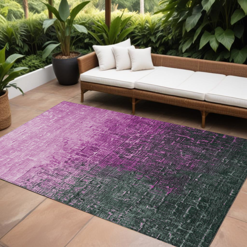 9 X 12 Blush And Dark Gray Ombre Washable Indoor Outdoor Area Rug