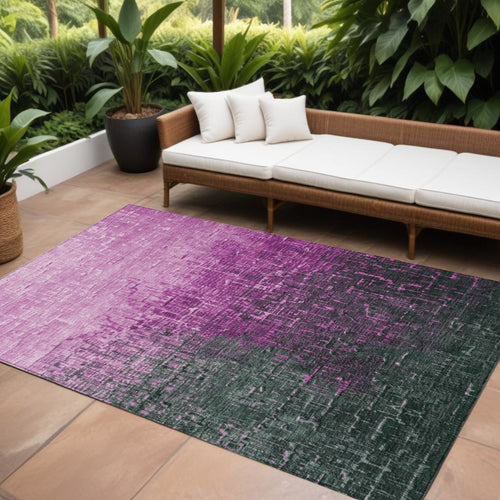 10 X 14 Blush And Dark Gray Ombre Washable Indoor Outdoor Area Rug