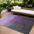 9 X 12 Purple And Dark Gray Ombre Washable Indoor Outdoor Area Rug