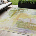 5 X 8 Green Yellow And Purple Abstract Washable Indoor Outdoor Area Rug