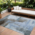 8 X 10 Blue Gray And Dark Brown Abstract Washable Indoor Outdoor Area Rug