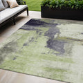 5 X 8 Fern Green Gray And Black Abstract Washable Indoor Outdoor Area Rug