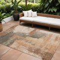 8 X 10 Terra Cotta Gray And Brown Abstract Washable Indoor Outdoor Area Rug