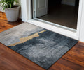 3 X 5 Blue Gray And Gold Abstract Washable Indoor Outdoor Area Rug
